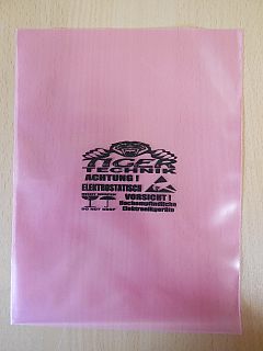 10x Antistatische Schutzbeutel 152x203x0,08mm Rosa transluzent ESD Warndruck*E25