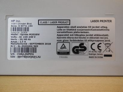 Samsung Xpress SL M2026W Drucker Laser USB WLAN defekt als Ersatzteilträger*dr20