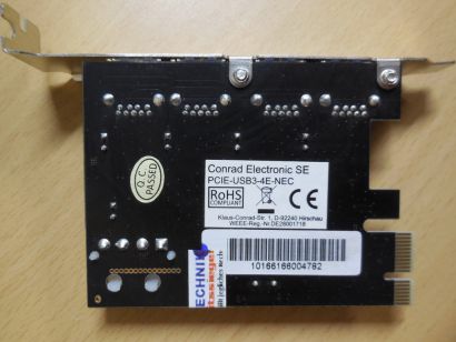 Conrad 4 Port USB 3.0 PCI Express Karte PCI-E x1 Art No. 46 93 89 NEC CHIP* sk75