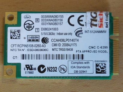 HP 480985-001 Intel 5100 512ANMU Wireless Network Modul 802.11abgn WiFi* wk19