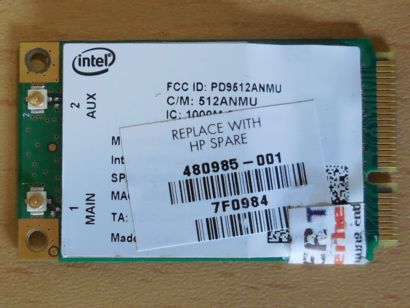 HP 480985-001 Intel 5100 512ANMU Wireless Network Modul 802.11abgn WiFi* wk19