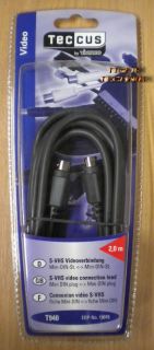 Teccus by Vivanco S VHS Video Kabel 2m Verbindung Mini DIN 4 pol Stecker* so30