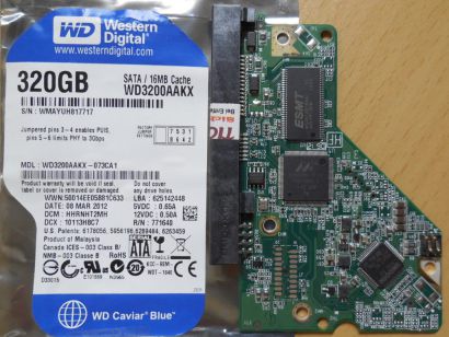 Western Digital Caviar WD3200AAKX-073CA1 PCB Controller Elektronik Platine*FE252