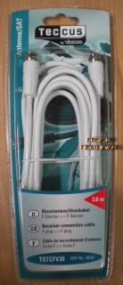 Teccus by Vivanco Receiveranschluss SAT Kabel weiß 3m F-St.>F-St. *so38