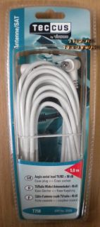 Teccus by Vivanco TV Radio Winkel Antennenkabel >90dB 5m Koax Stecker Kupp.*so44