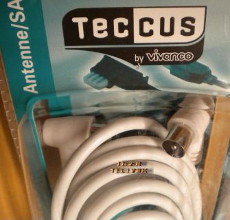 Teccus by Vivanco TV Radio Winkel Antennenkabel >90dB 5m Koax Stecker Kupp.*so44