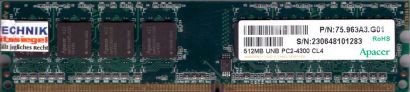 Apacer 75.963A3.G01 PC2-4300 512MB DDR2 533MHz CL4 Arbeitsspeicher RAM* r1039