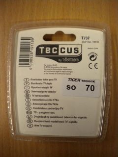 Teccus Vivanco TV Zweifach 2 fach Verteiler Koax Kupplung 2x Koax Stecker* so70