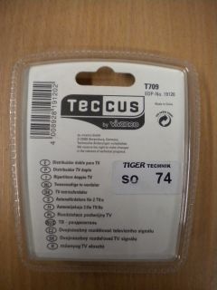 Teccus Video TV 2-fach Zweifachverteiler Koax Kupplung 2x Koax Stecker* so74