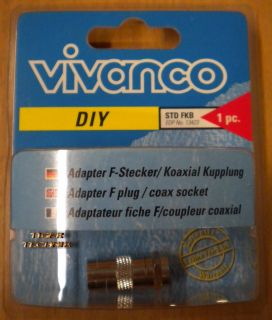 Vivanco DIY SAT Adapter F-Stecker Koaxial Kupplung aus Metall hohe Qualität*so80