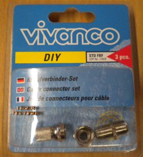 Vivanco SAT Kabelverbinder-Set 3-Teilig 2x F-Stecker 1x F-Doppelkupplung* so89
