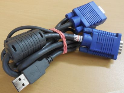 Xystec KVM Kabel VGA auf VGA + USB ca. 1,2m Länge für z.B. NCBL-102UP Ro* pz1131