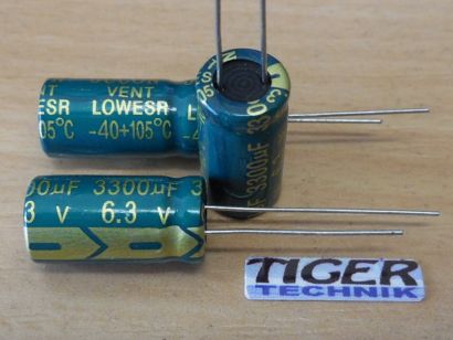 3x Stück JCCON Elko Elektrolytkondensator Kondensator 3300uF 6.3V 10x17mm* E148