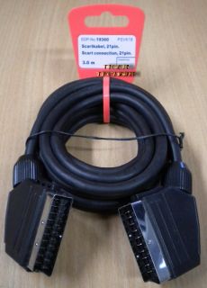 Vivanco 21-pol SCART Kabel 3m Stecker-Stecker für Video TV DVD DVB-T *so123