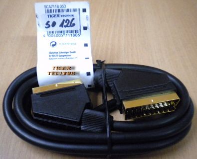 Schwaiger SCA 7118 21-pol SCART Kabel vergoldet 1,8m Stecker Video TV DVD *so126