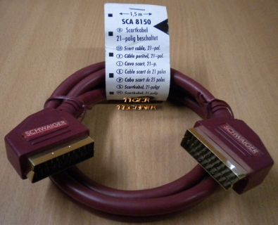 Schwaiger SCA8150 21pol SCART Kabel rot 1,5m vergoldet Stecker VideoTV DVD*so127