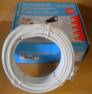 Vivanco SAT Anschlusskabel Set 20m F-Stecker weiß 90dB High Quality *so225