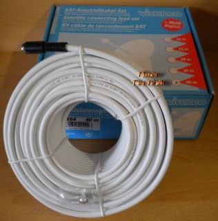 Vivanco SAT Anschlusskabel Set 40m F-Stecker weiß 90dB High Quality *so227