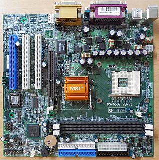 MSI MS-6507 Ver 1 Mainboard +Blende Sockel 478 Intel 845 AGP PCI USB Audio* m191