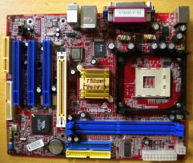 Biostar U8668-D Ver 5.6 Mainboard +Blende Sockel 478 AGP PCI VGA Audio LAN* m224