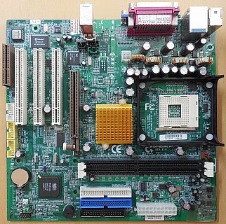 Gigabyte GA-8SIMLNF Rev 2.0 Mainboard +Blende Sockel 478 AGP VGA LAN Audio* m106