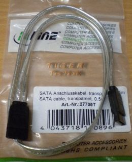 InLine® High Quality SATA Anschlusskabel transparent 0,5m Art. No. 27705T* pz701