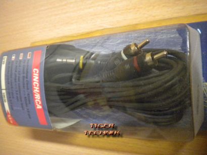Vivanco Cinch Klinke 5m Kabel Verbindung 2x Cinch Stecker Klinke 3,5mm* so257