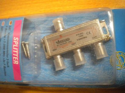 Vivanco SAT 3-fach Antennenverteiler F-Buchse - 5-2400MHz - 3x F-Buchse *so266