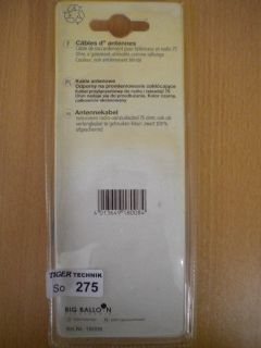 BigBalloon TV/Radio Antennenkabel schwarz Koax-St. - Koax-Kupplung 2,5m *so275