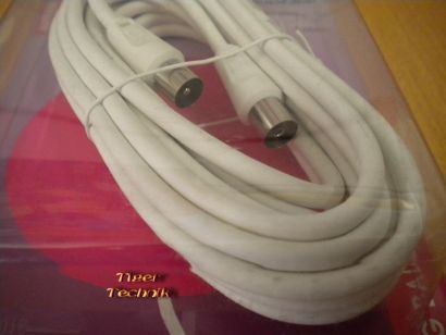 BigBalloon TV/Radio Antennenkabel weiß Koax Stecker Koax Kupplung 5m 75Ohm*so276
