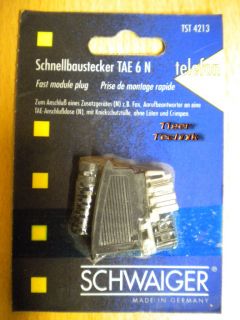 Schwaiger Schnellbaustecker TAE 6 N mit Knickschutz ohne Löten und Crimpen*so301