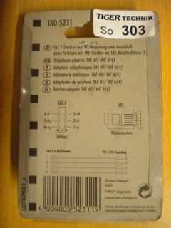 Schwaiger Telefon Adapter TAE-F auf Western zum Anschluss von Telefon *so303