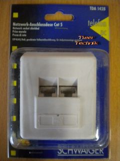 Schwaiger TDA 1428 Aufputz Netzwerk Anschlussdose Cat 5 RJ45 8x8 *so318