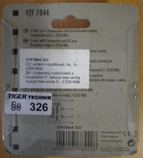 Schwaiger VTF 7844 SAT Verteiler 4-fach 1xIn 4xOut Frequenzen 5-2250MHz *so326