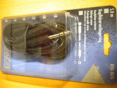 Schwaiger KHA 4076 5m Kopfhörer Klinkenverlängerung 6,3mm Stecker - Buchse*so331