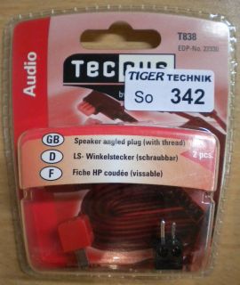 Teccus by Vivanco 2Stück Lautsprecher Stecker LS Winkelstecker schraubbar *so342