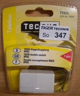 Teccus by Vivanco Telefon ISDN Doppelkupplung 8P8C RJ45 - RJ45 weiß* so347