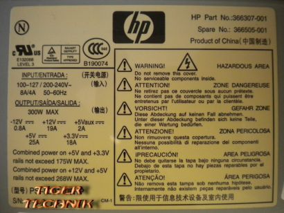 HP PS-5301-08HP HP Part Nr 366307-001 HP Spare Nr 366505-001 300 Watt* nt310