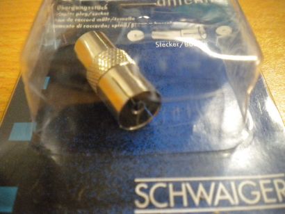 Schwaiger ÜST 8027 Koaxial Übergangsstück Koax Stecker Koax Buchse Metall* so437