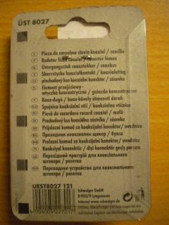 Schwaiger ÜST 8027 Koaxial Übergangsstück Koax Stecker Koax Buchse Metall* so437