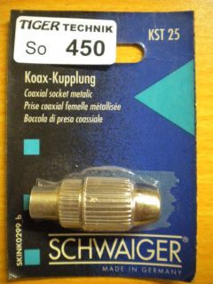 Schwaiger KST 25 Koax Kupplung hochwertige Ausführung Silber Farbig* so450