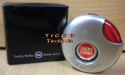 Lucky Strike rundes Feuerzeug mit 2 Flammen !! aus Metall NEU OVP* so900