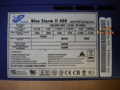 Fortron Source FSP Blue Storm II 400  400W PC Netzteil* nt300