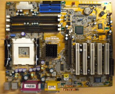 DFI WT70-EC Rev A2 Mainboard + Blende Sockel 423 4xRIMM IDE AGP PCI Audio* m477