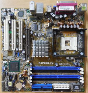 ASUS P4P800-VM Rev 1.06 Mainboard +Blende ATX Sockel 478 SATA AGP8X IDE DDR*m537
