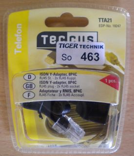 Teccus by Vivanco ISDN Y-Adapter 8P4C RJ45 Stecker 2x RJ45 Buchse* so463