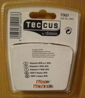 Teccus by Vivanco ISDN Y-Adapter 8P4C RJ45 Stecker 2x RJ45 Buchse* so463