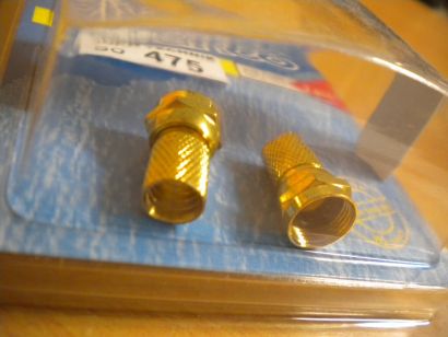 Vivanco 2 Stück 2x Vergoldeter F-Stecker mit Dichtung für Koax-Kabel 7mm* so475