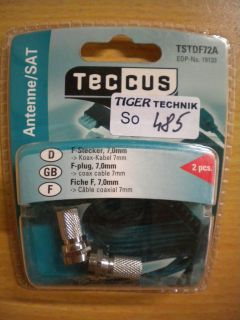 Teccus by Vivanco SAT Video 2 Stück 2x F-Stecker für Koax-Kabel 7mm* so485