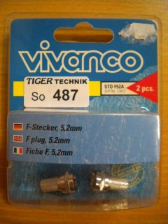 Vivanco DIY SAT Video 2 Stück 2x F-Stecker für Koax-Kabel 5,2mm* so487
